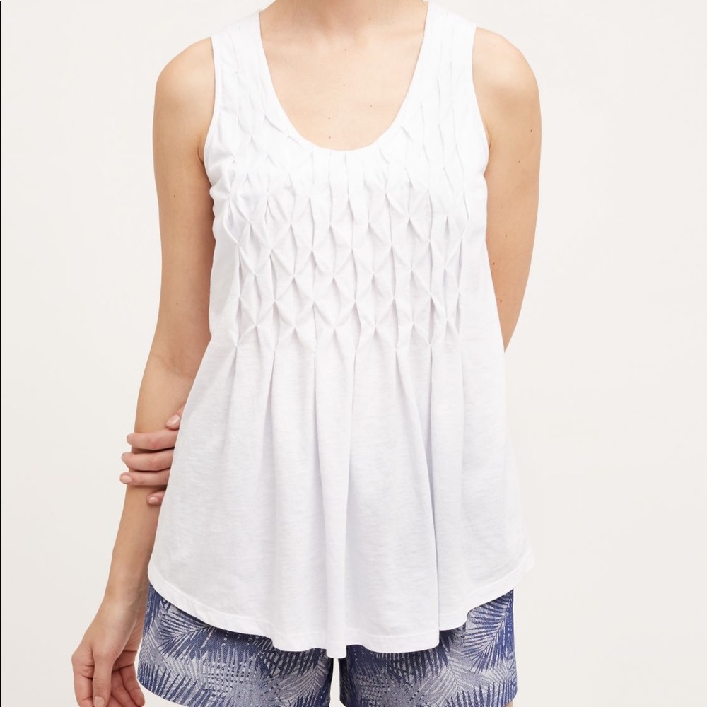 anthropology deletta diamond smocked top